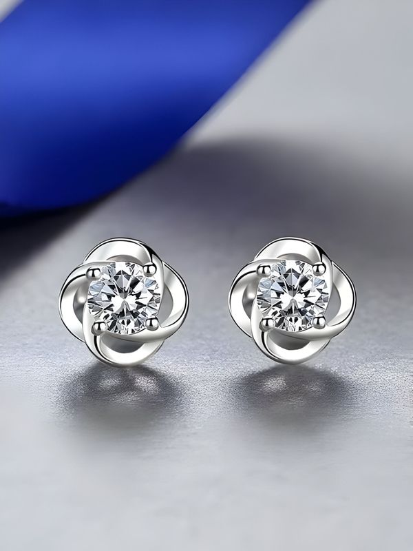 Elegant Flower Design Moissanite Diamond Earrings