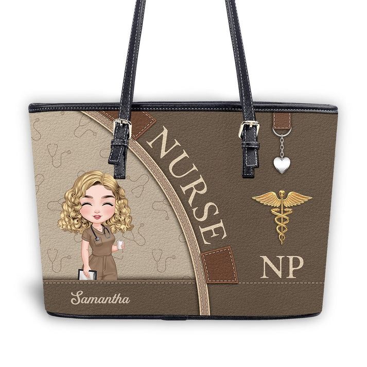 Elegant Nurse Life - Personalized Custom Nurse Leather Tote Bag