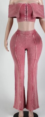 MINERAL WASH OFF SHOULDER CORSET &amp; PANT SET