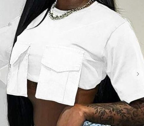 SHORT SLEEVE POCKETS CROP TOP