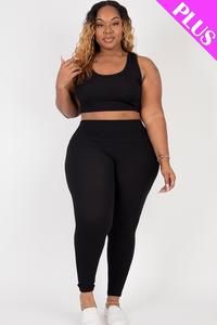 ​PLUS SIZE Ribbed Crop Top &amp; Leggings Set