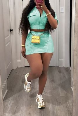 Crop Shirt And Skirt Set