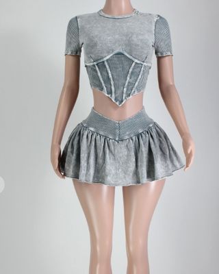 MINERAL WASH CONTOUR TOP &amp; SKORT SET