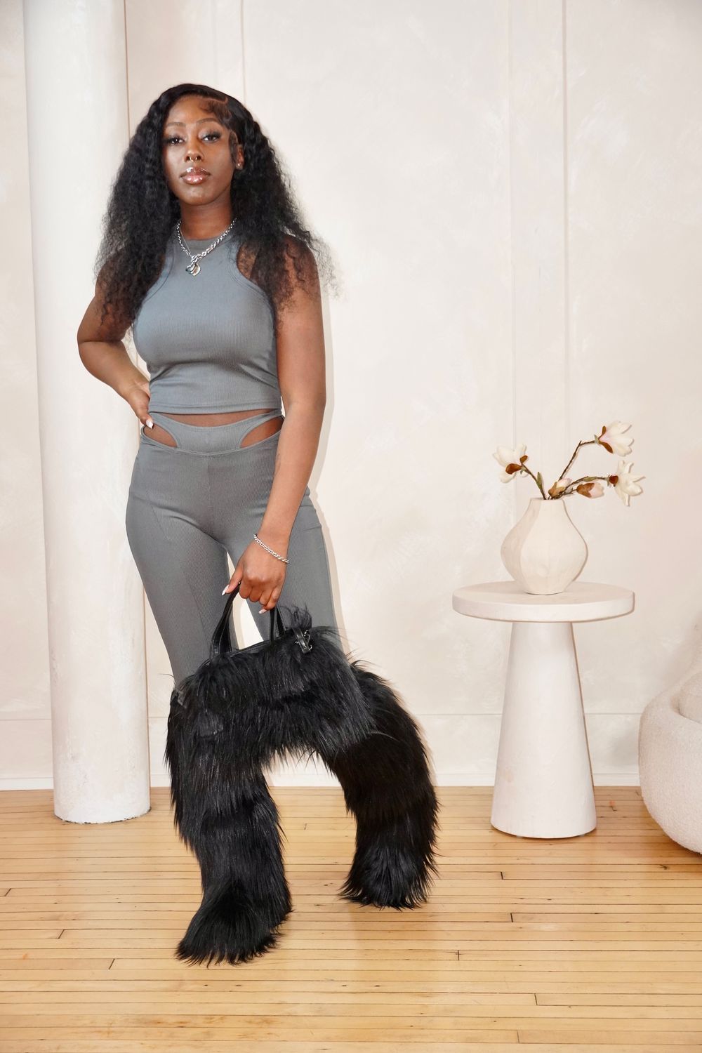 Sleeveless Crop Tank Top And Pants Set