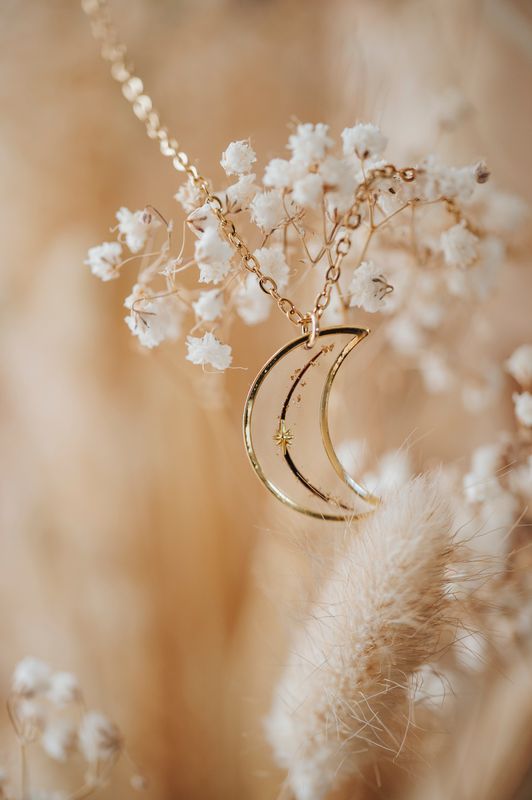 SÉLÉNÉ - Collier méché pendentif lune