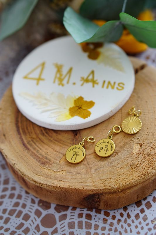 Le jardin de Maman gravé - Breloque à l'unité pour MÉTIS doré