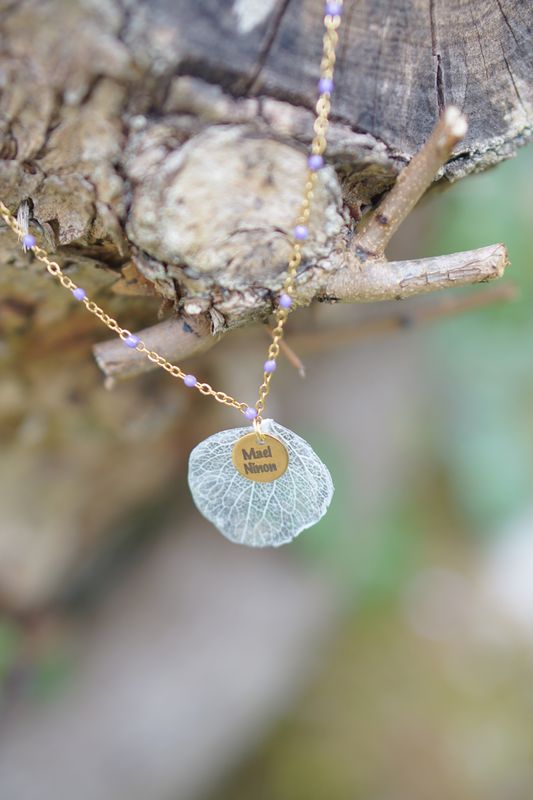 Collier pétale hortensia doré