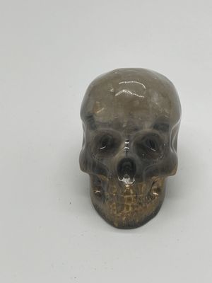 Quartz-Infused Resin Skull with Gold Detailing