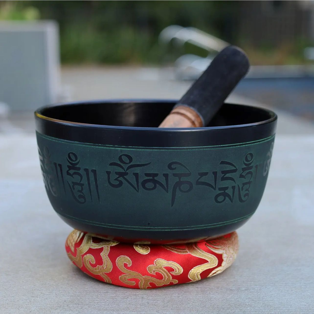 Green Tibetan Bowl 7&quot;