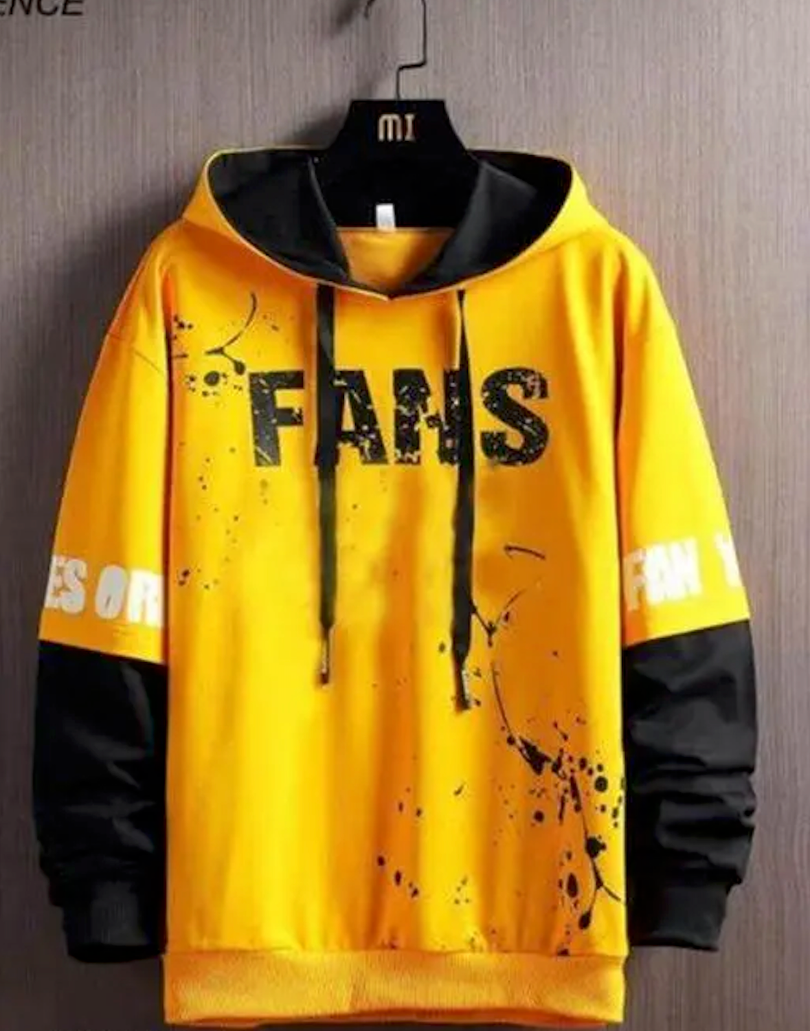 Full Sleeve Printed Hooded Tshirt for Men&#39;s yellow