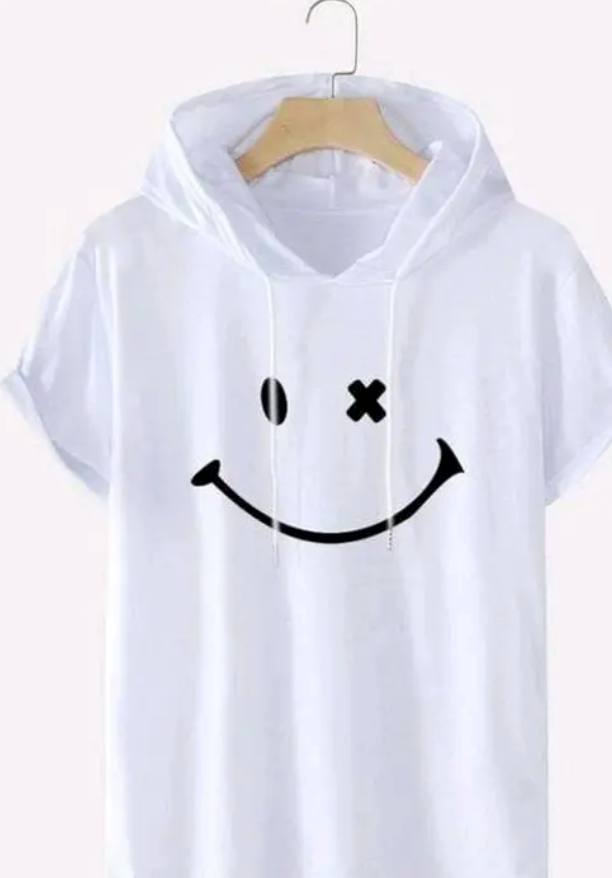 Men&#39;S Printed Hood Polyester Tshirt Smiliy