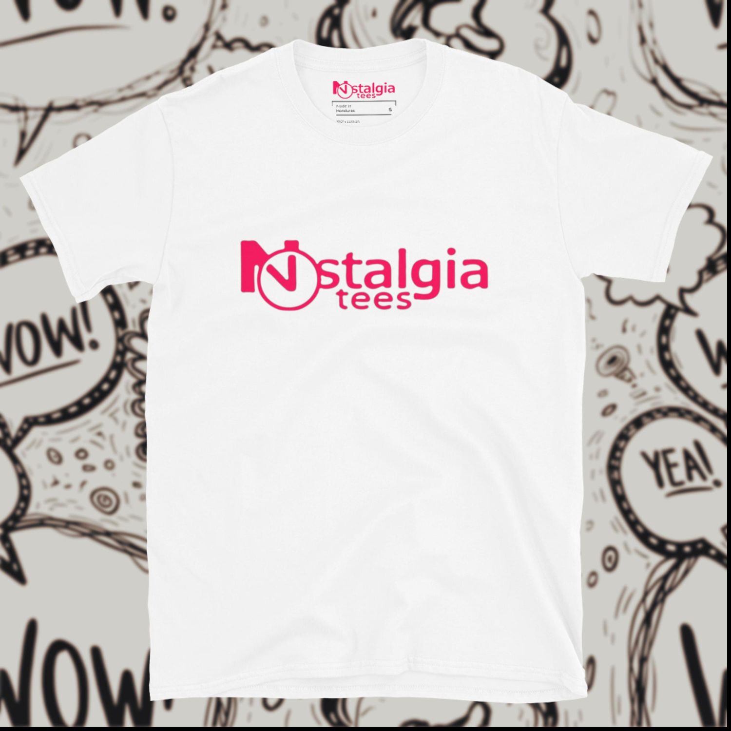 100% Cotton White Short-Sleeve Unisex Original Nostalgia Branded T-Shirt
