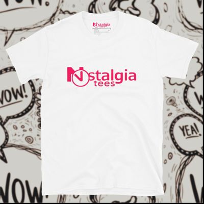 100% Cotton White Short-Sleeve Unisex Original Nostalgia Branded T-Shirt