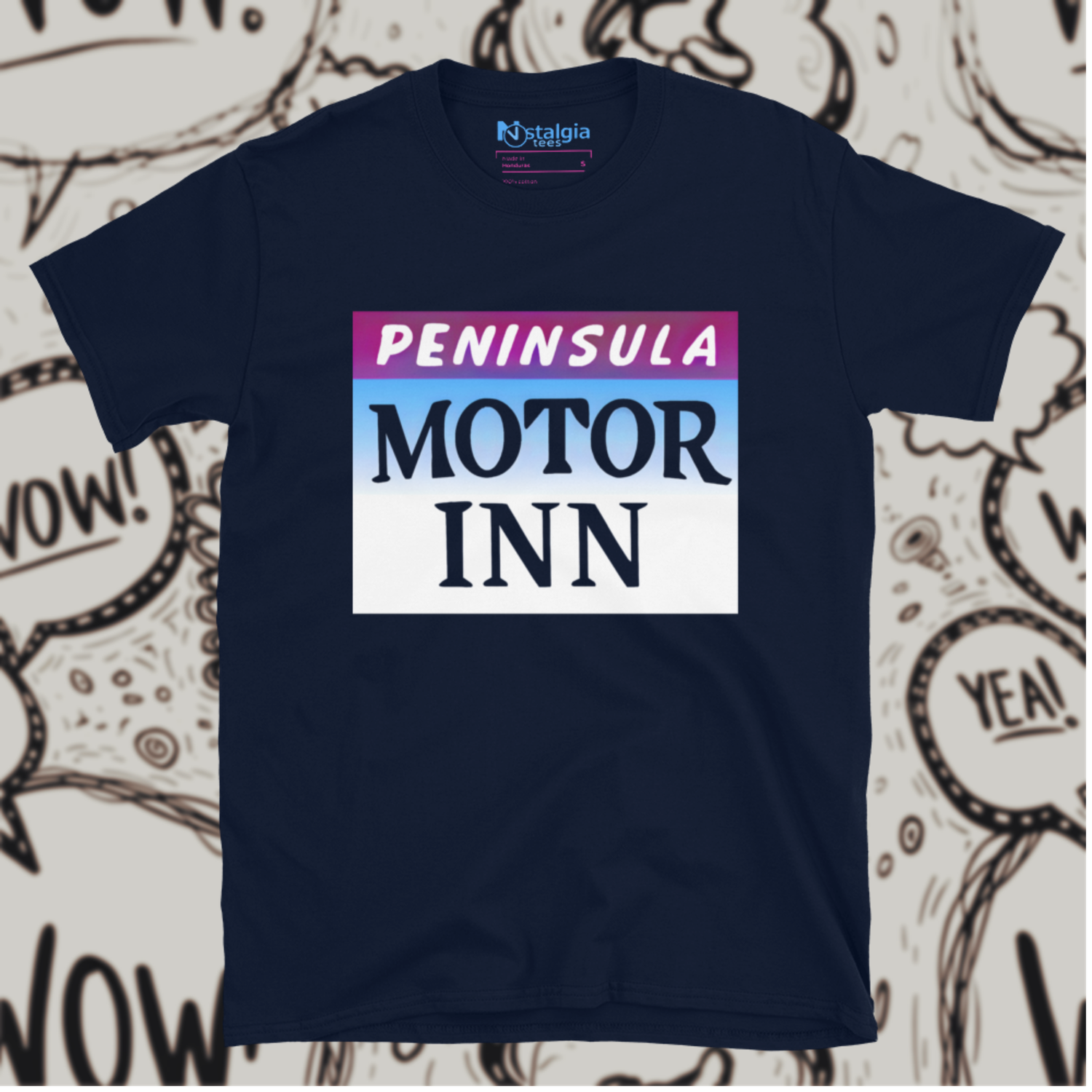 100% Cotton Navy Unisex Softstyle T-Shirt for Peninsula Motor Inn