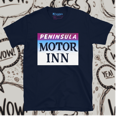 100% Cotton Navy Unisex Softstyle T-Shirt for Peninsula Motor Inn