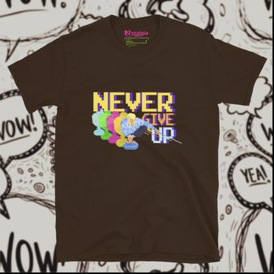 100% Cotton Chocolate Unisex Softstyle T-Shirt for 80&#39;s Curling Rink
