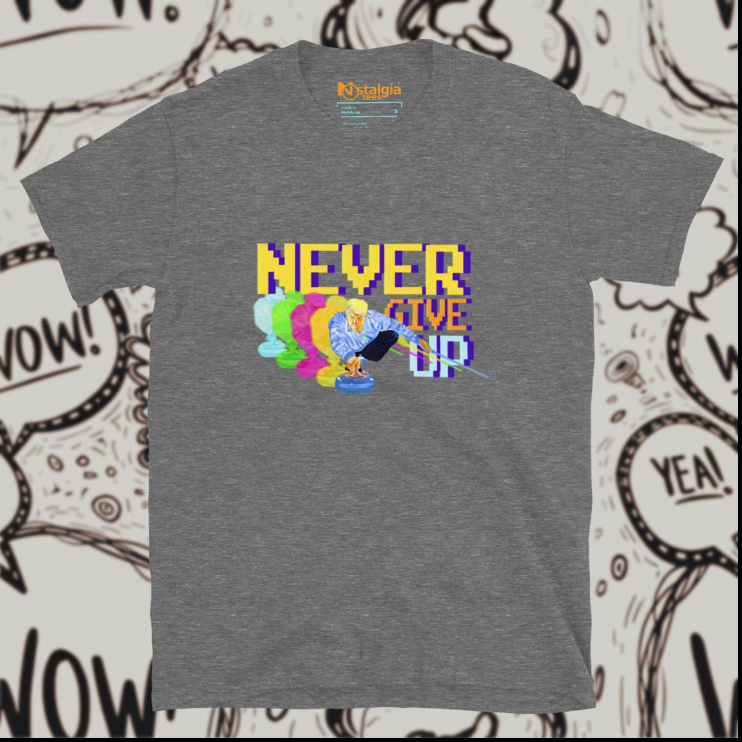 100% Cotton Blend Graphite Heather Unisex Softstyle T-Shirt for 80&#39;s Curling Rink