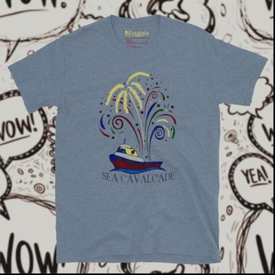Cotton Blend Indigo Heather Unisex Softstyle T-Shirt for Sea Cavalcade
