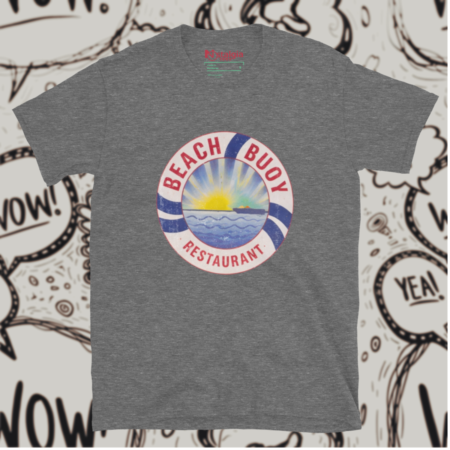 Cotton Blend Graphite Heather Unisex Softstyle T-Shirt for Beach Buoy Restaurant