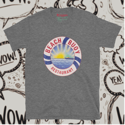 Cotton Blend Graphite Heather Unisex Softstyle T-Shirt for Beach Buoy Restaurant