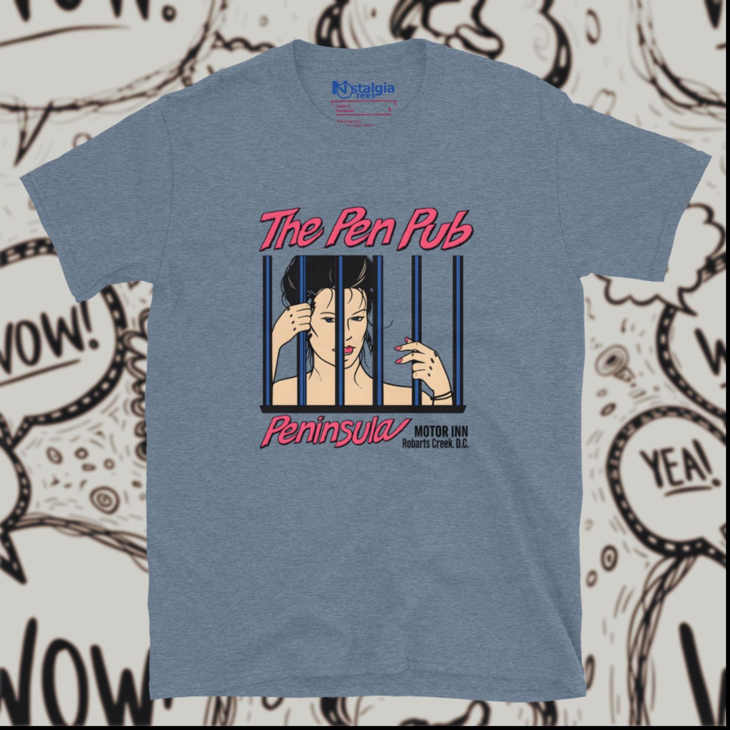 Cotton Blend Indigo Heather Unisex Softstyle T-Shirt for Peninsula Motor Inn