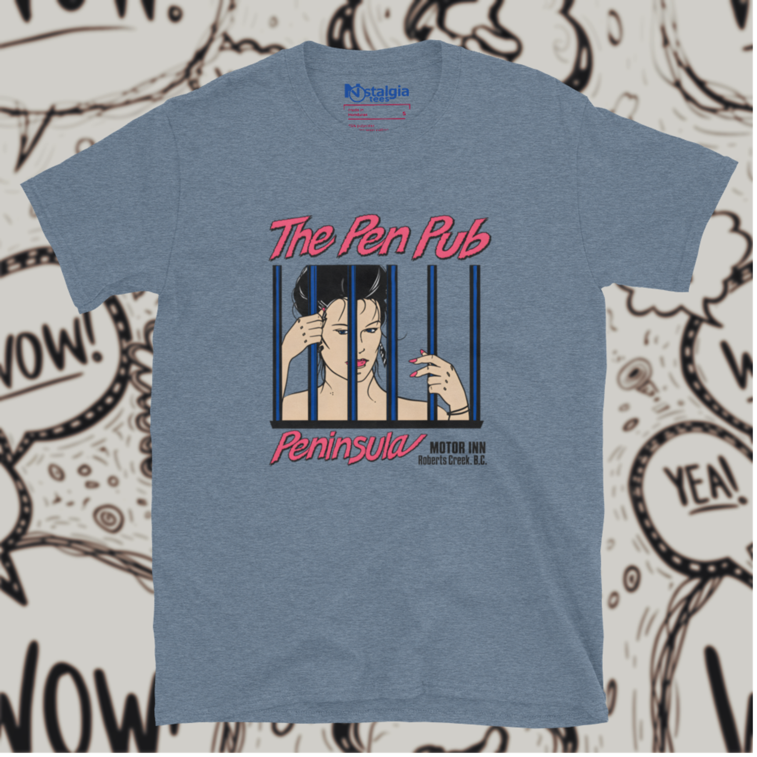 Cotton Blend Indigo Heather Unisex Softstyle T-Shirt for Peninsula Motor Inn