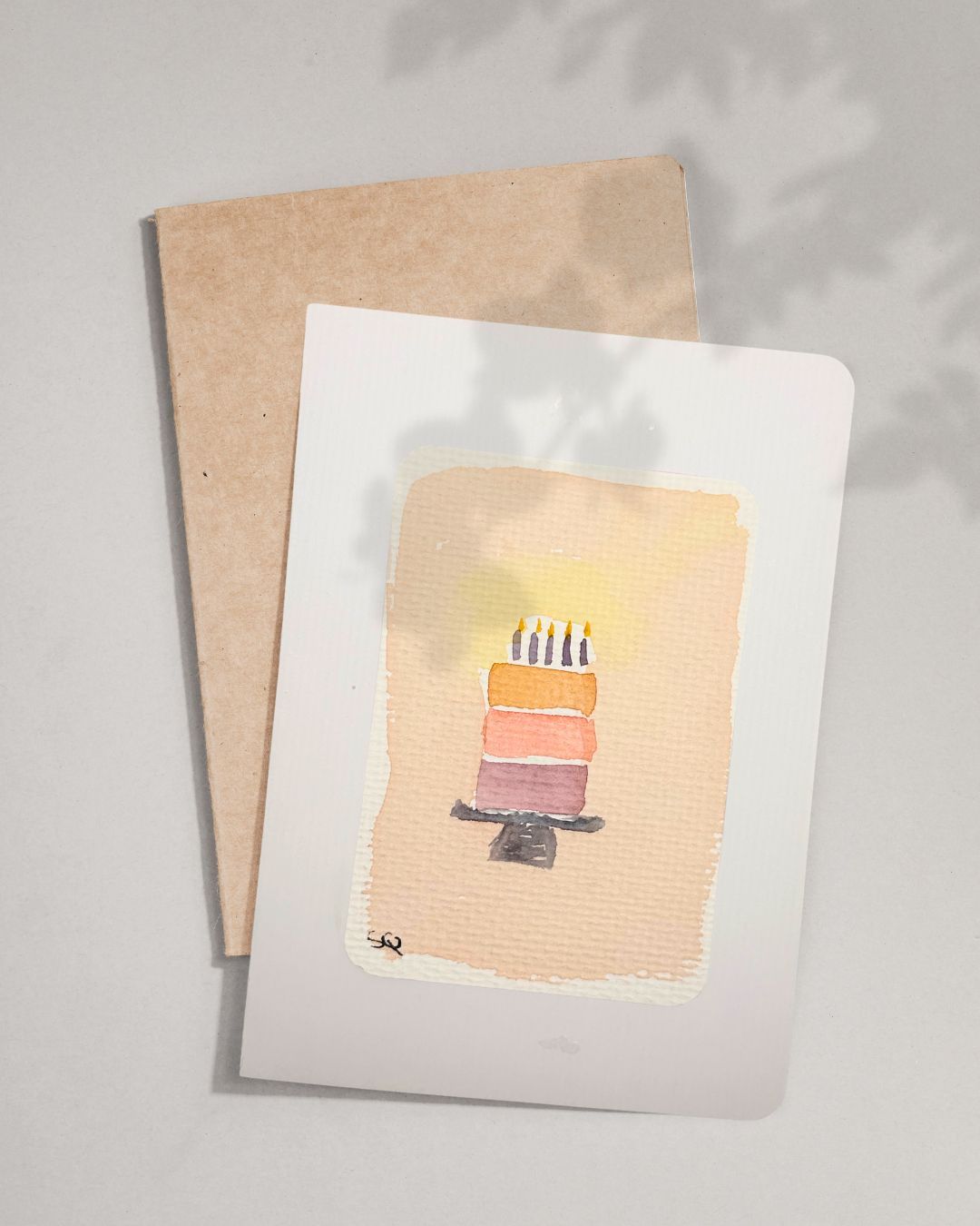 Hand-Painted Watercolor Greeting Card -  Autumn Cake