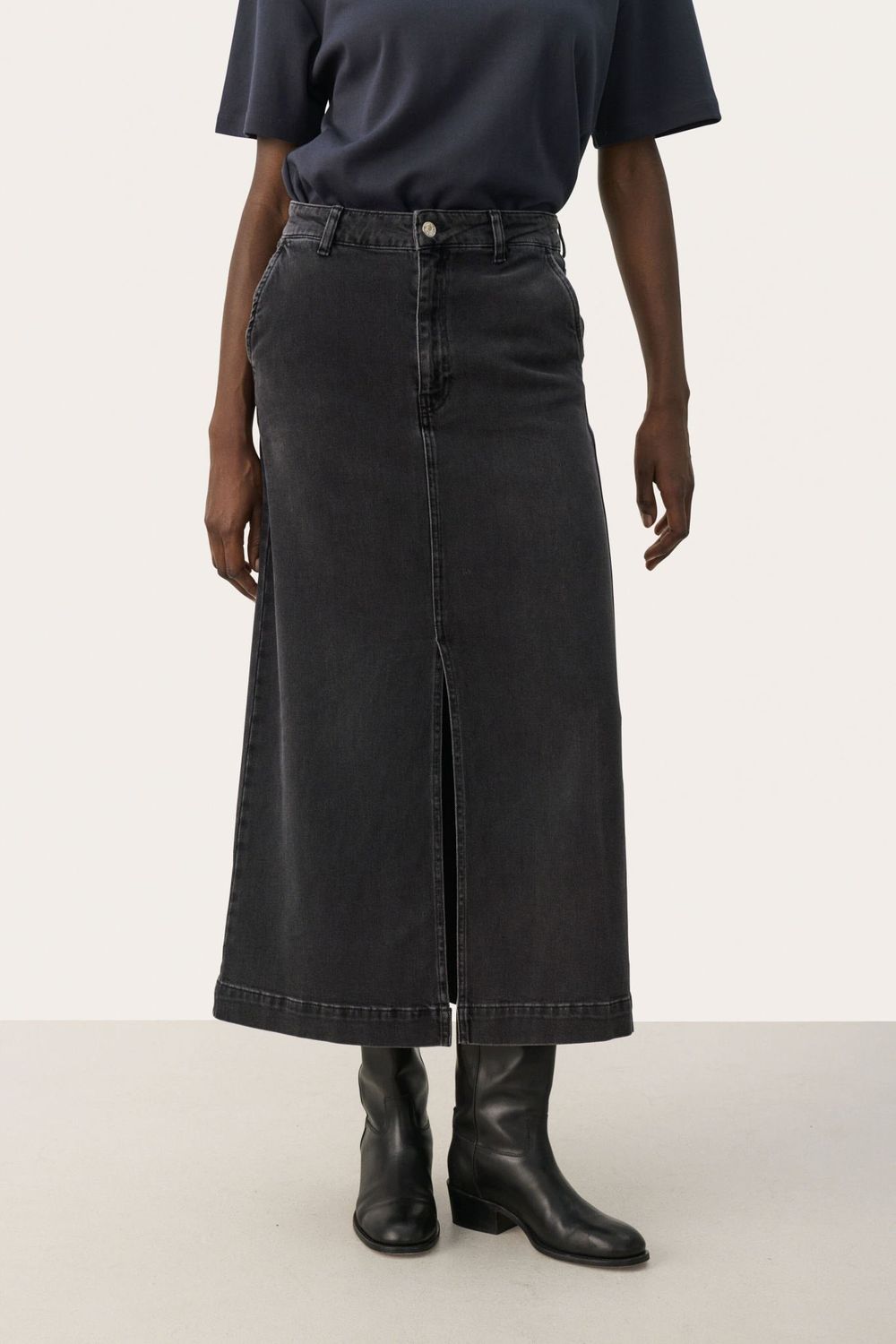 CaliahPW Skirt, Color: Washed Black Denim, Size: 34