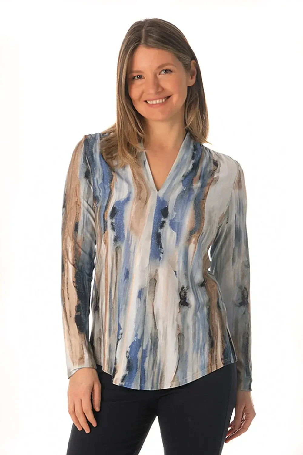 223 Slim V Top Pr, Color: Blue, Size: XS