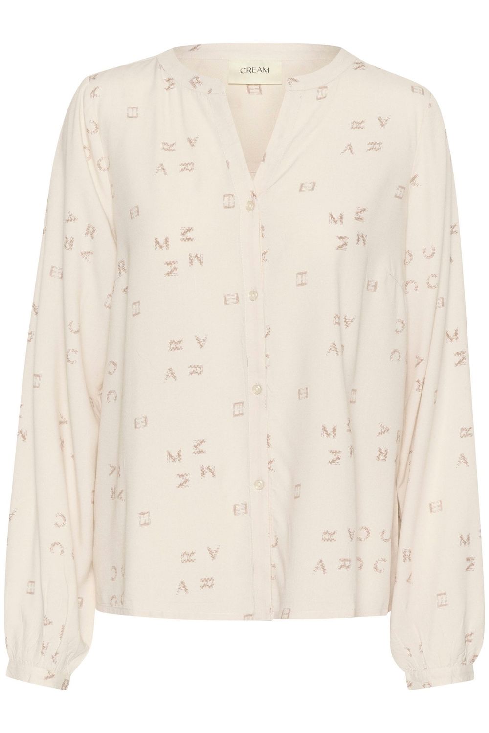 CRIjia Shirt, Color: Cream Print Ancient Scroll, Size: 34