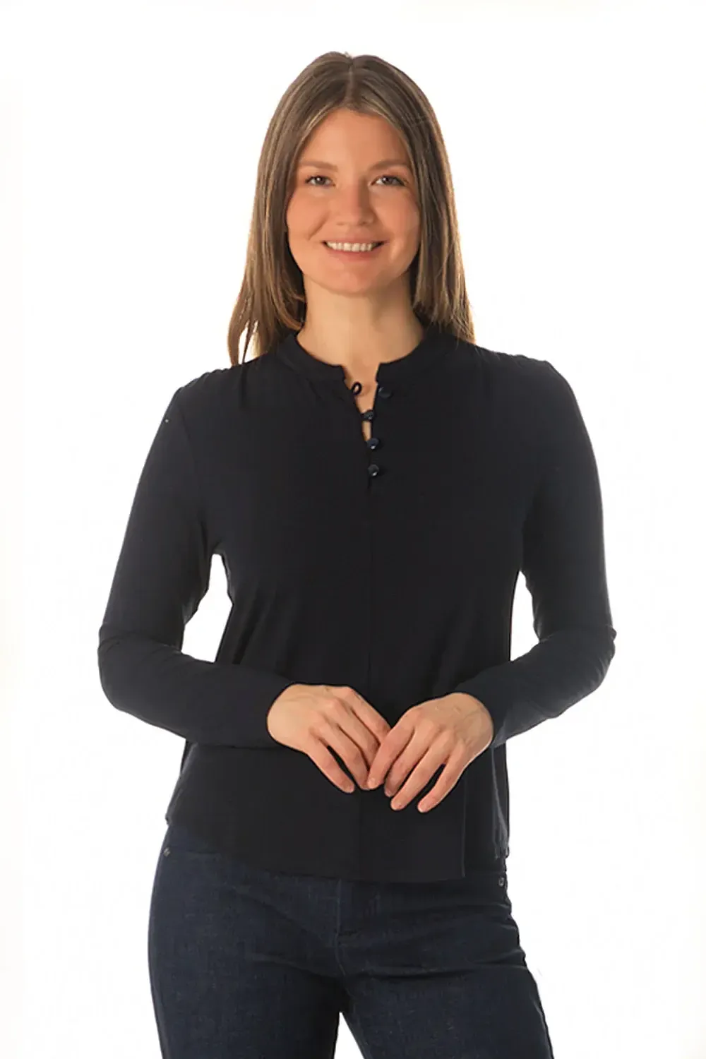 211 Placket Top, Color: Blk, Size: XS