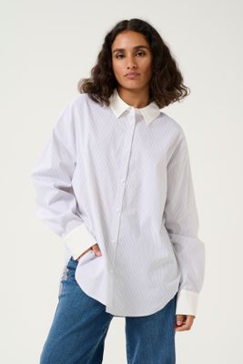 KAsussanna Shirt, Color: White/Grey Stripe, Size: 34