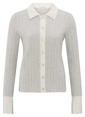 Rib Cardigan with Contrast Details