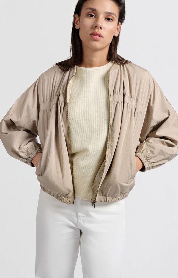Nylon cropped bomber jacket