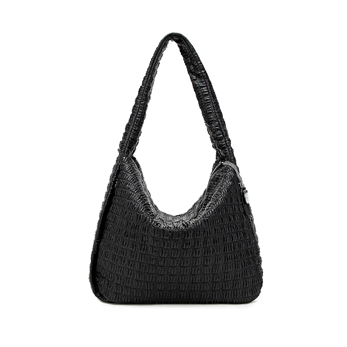 Waffle Shoulder Bag Large, Color: Black