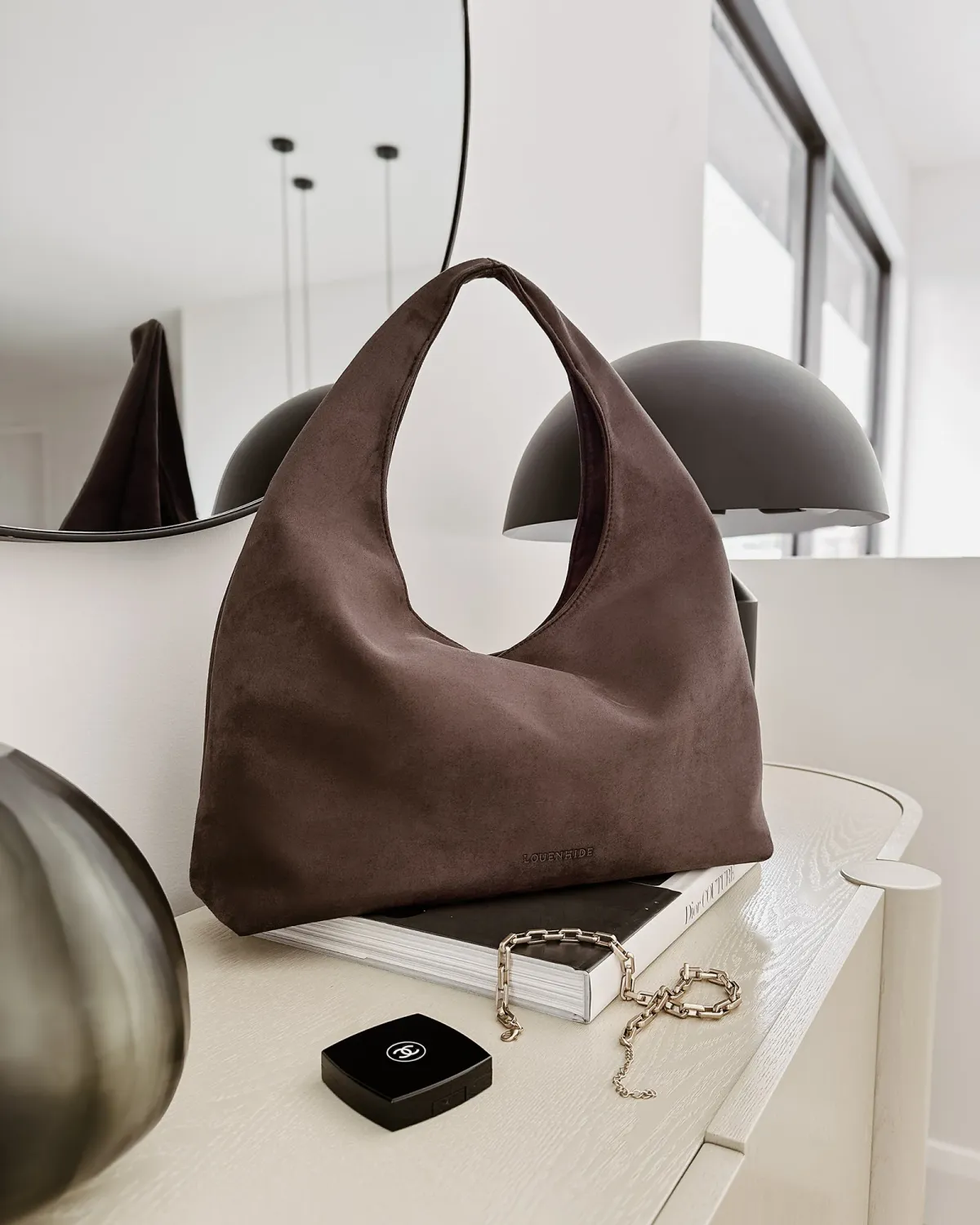 Monaco Shoulder Bag, Color: Suede Chocolate