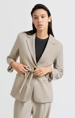 Woven pistripe oversized blazer