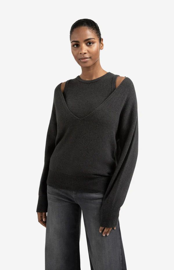 Deep v-neck sweater with top