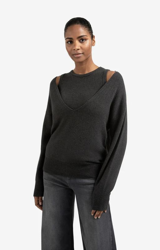 Deep v-neck sweater with top