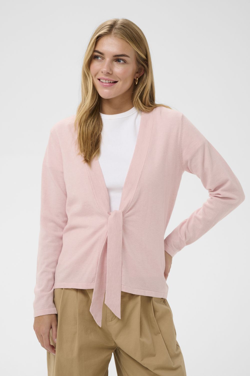 PrilaSZ Tie Cardigan, Color: Chalk Pink, Size: XS