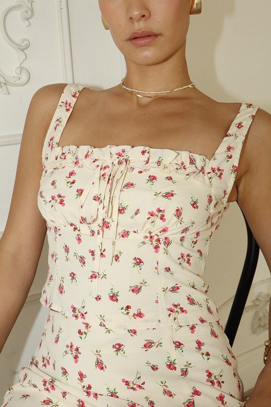 Ruffle Milkmaid Top