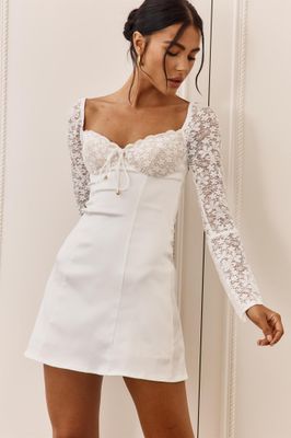 Lace Sleeves Sweetheart Dress