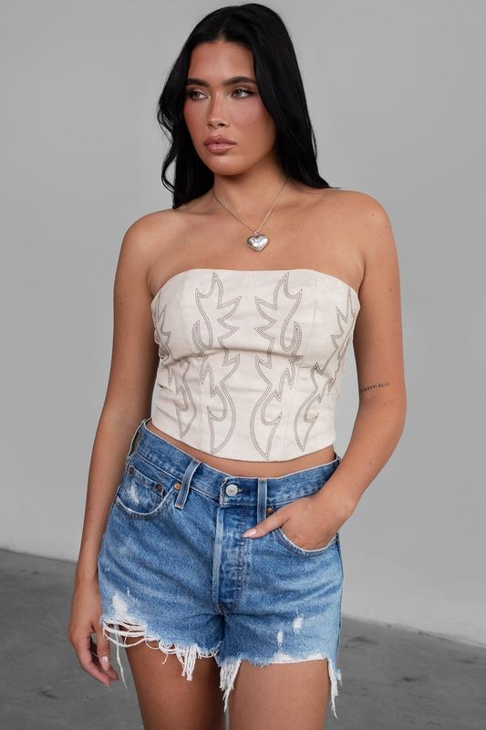 Embroidered Western Corset Top