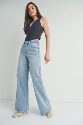 High Rise Palazzo Wide Leg Jeans