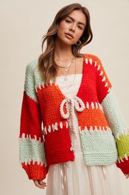 Hand Crochet Tie Front Cardigan 