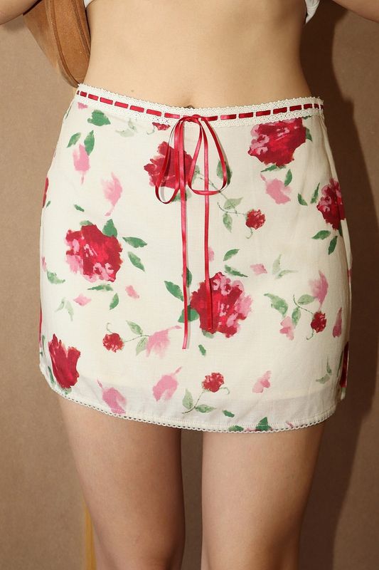 Satin Bow Trim Skirt