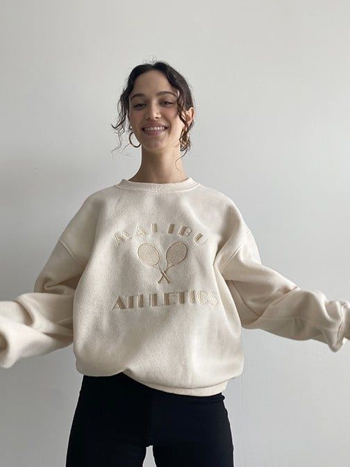 Tennis Sweatshirt, Color: Cream, Size: XSmall