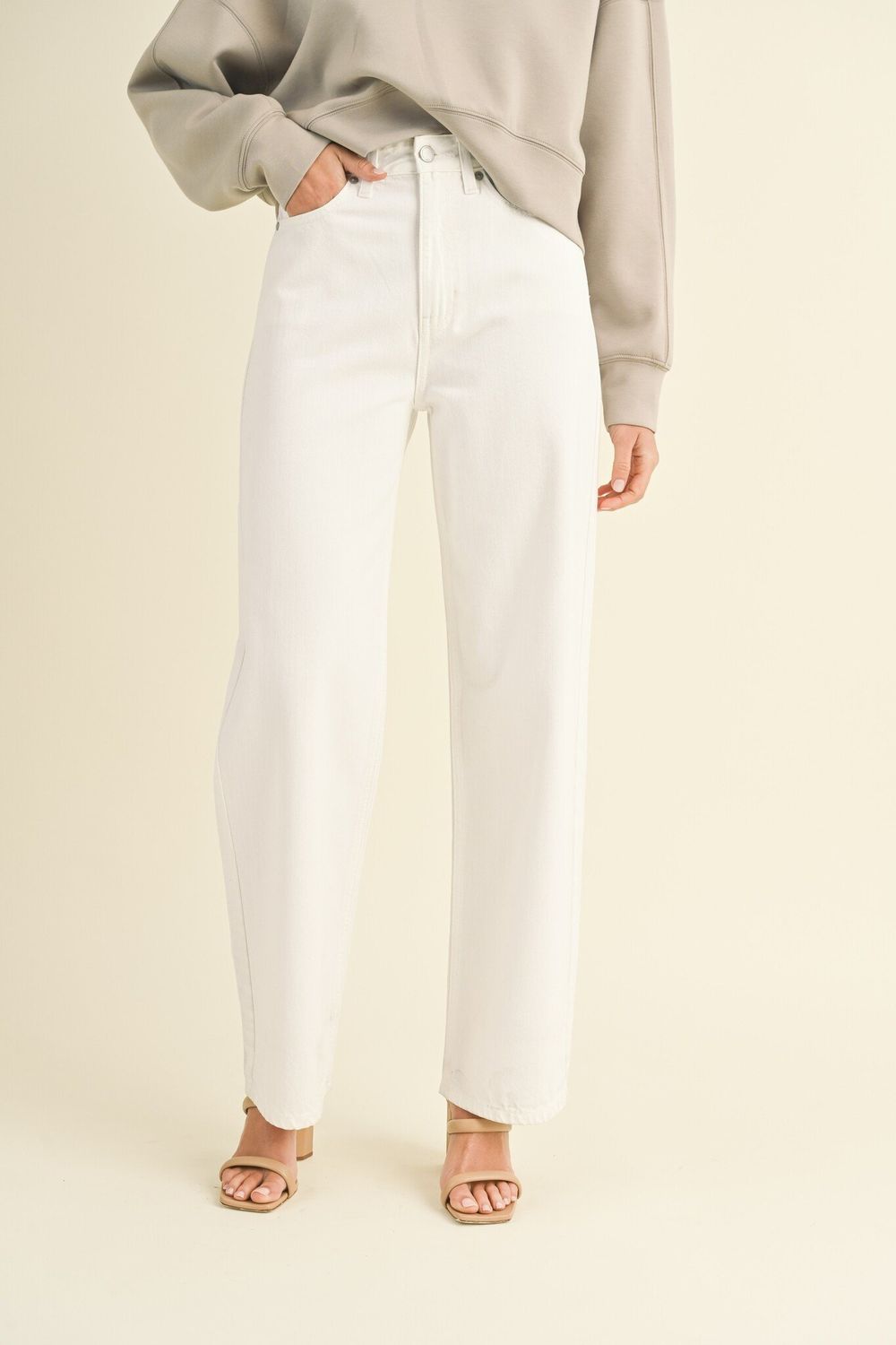 High Waist Skater Jeans, Color: White, Size: 24