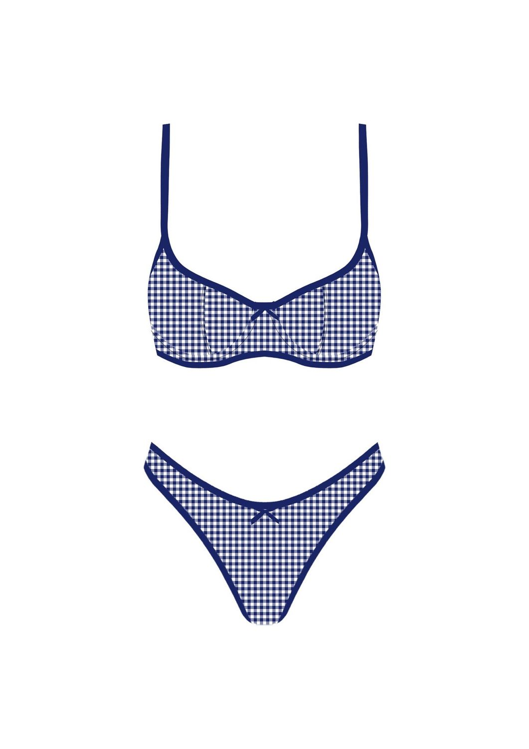 Picnic Bikini Bottom, Color: Blue Checker, Size: Small
