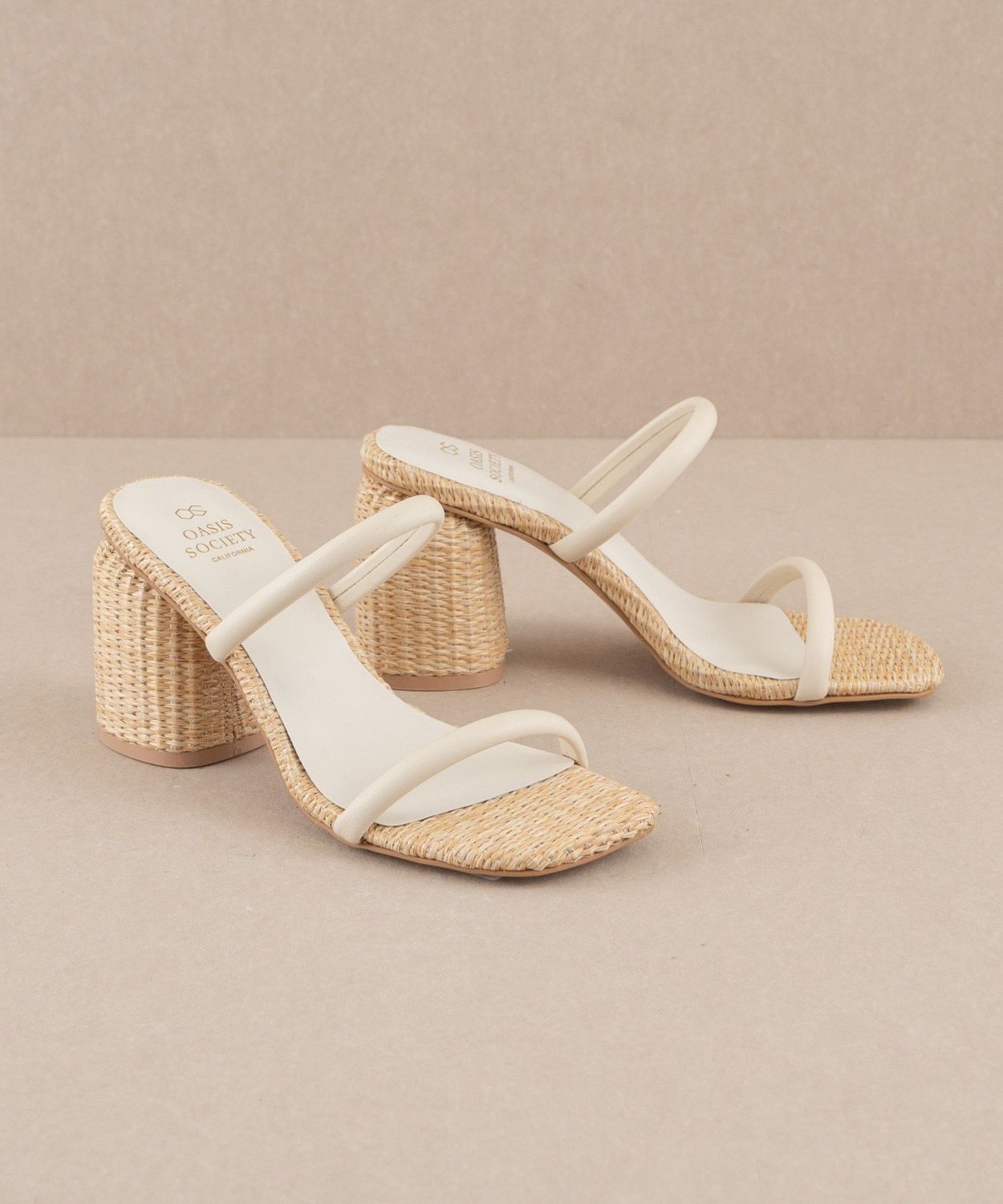 The Margaret Rattan Heels, Color: Beige, Size: 6